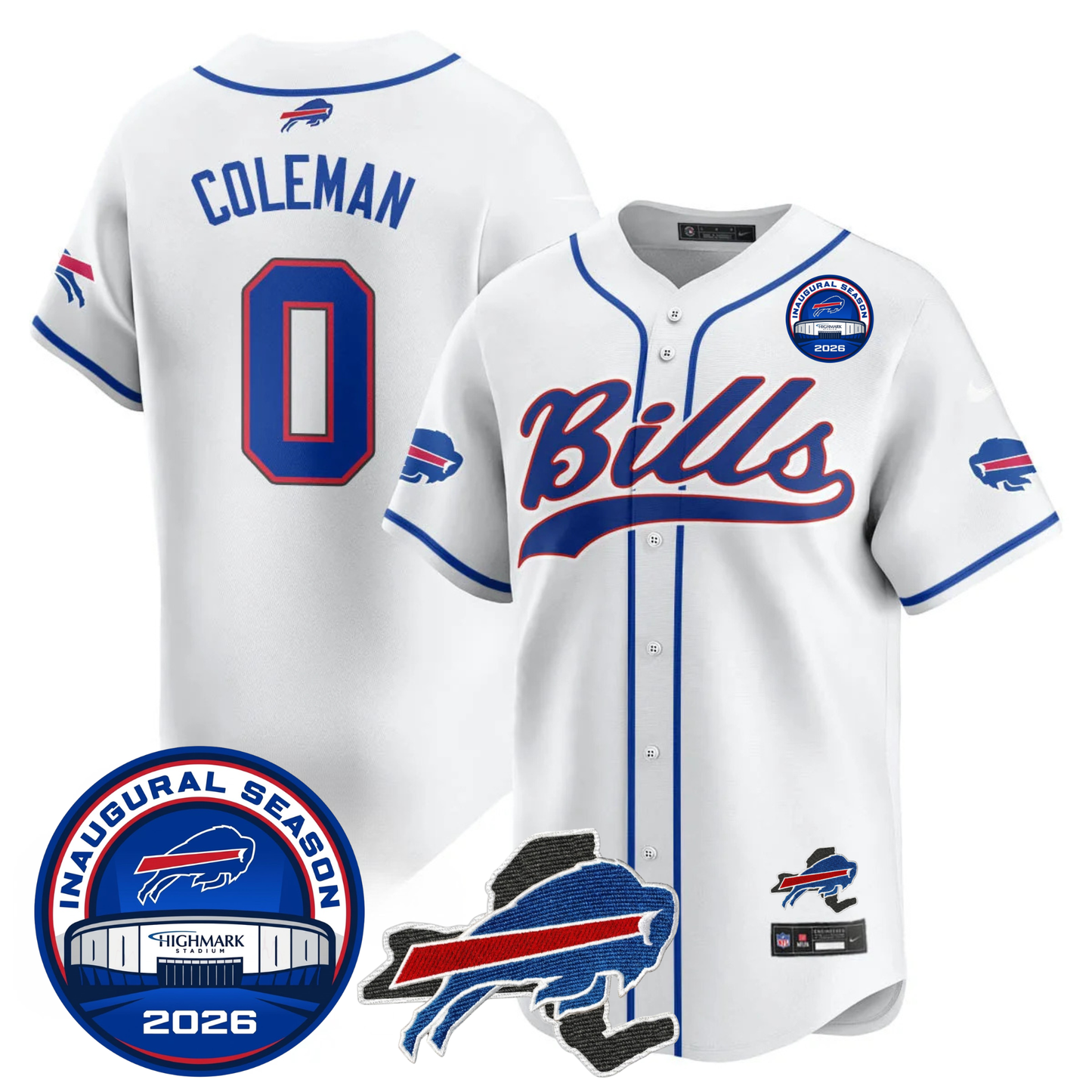 BUF 2025 Inaugural Season Patch Vapor Baseball Jersey - Stitched