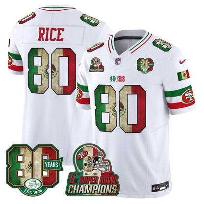 49ers Mexico 80th Anniversary & 5X Champs Jersey - Stitched