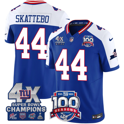 New York Giants 4X Champions & 100th Season Patch Vapor Limited Jersey - All Stitched