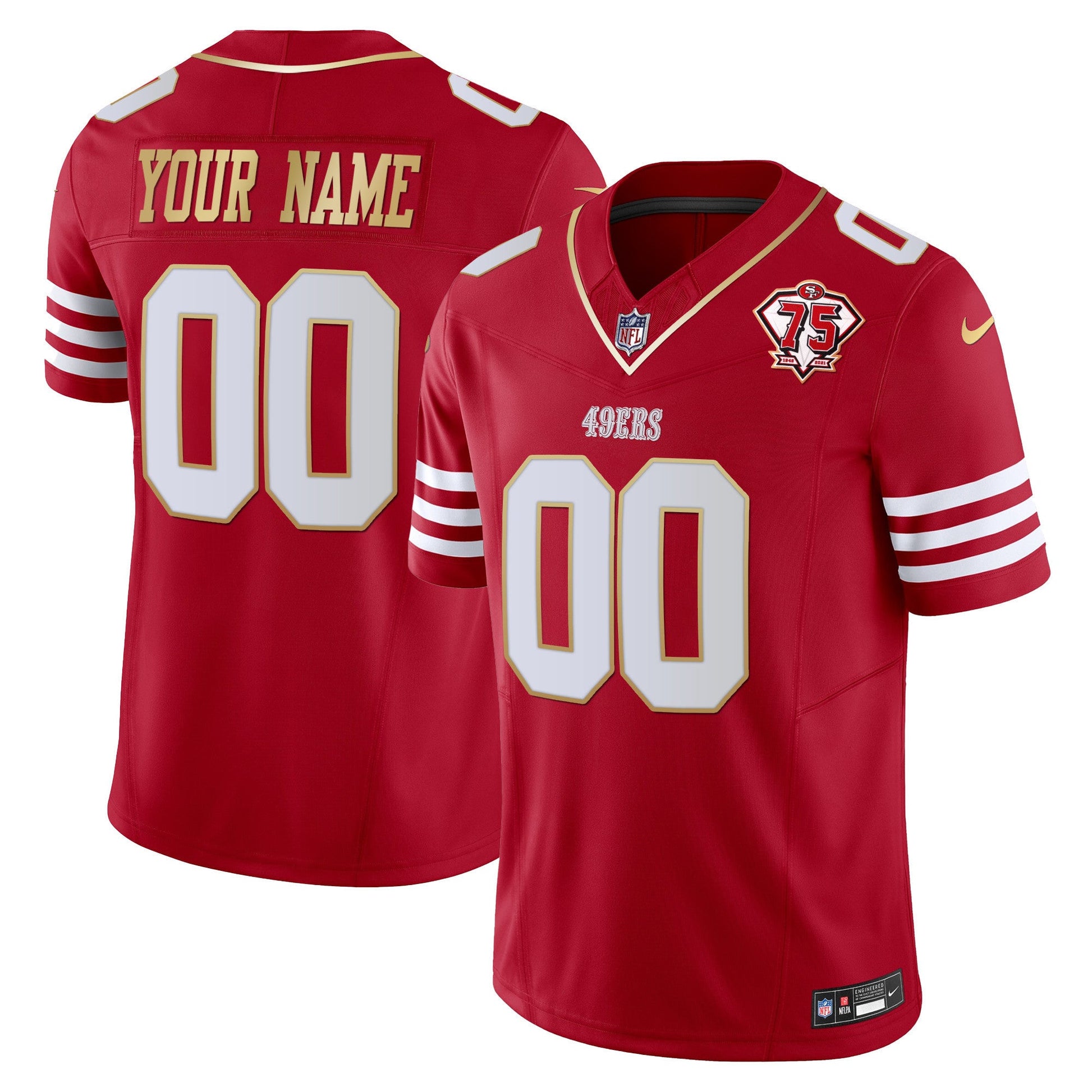 49ers 2023 Vapor Gold Trim Limited Custom Jersey - All Stitched