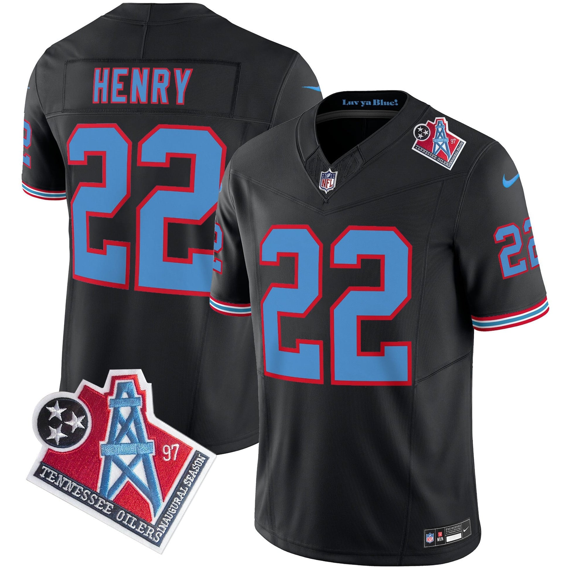 Men's Titans 1997 Throwback Limited Vapor Jersey V2 - All Stitched