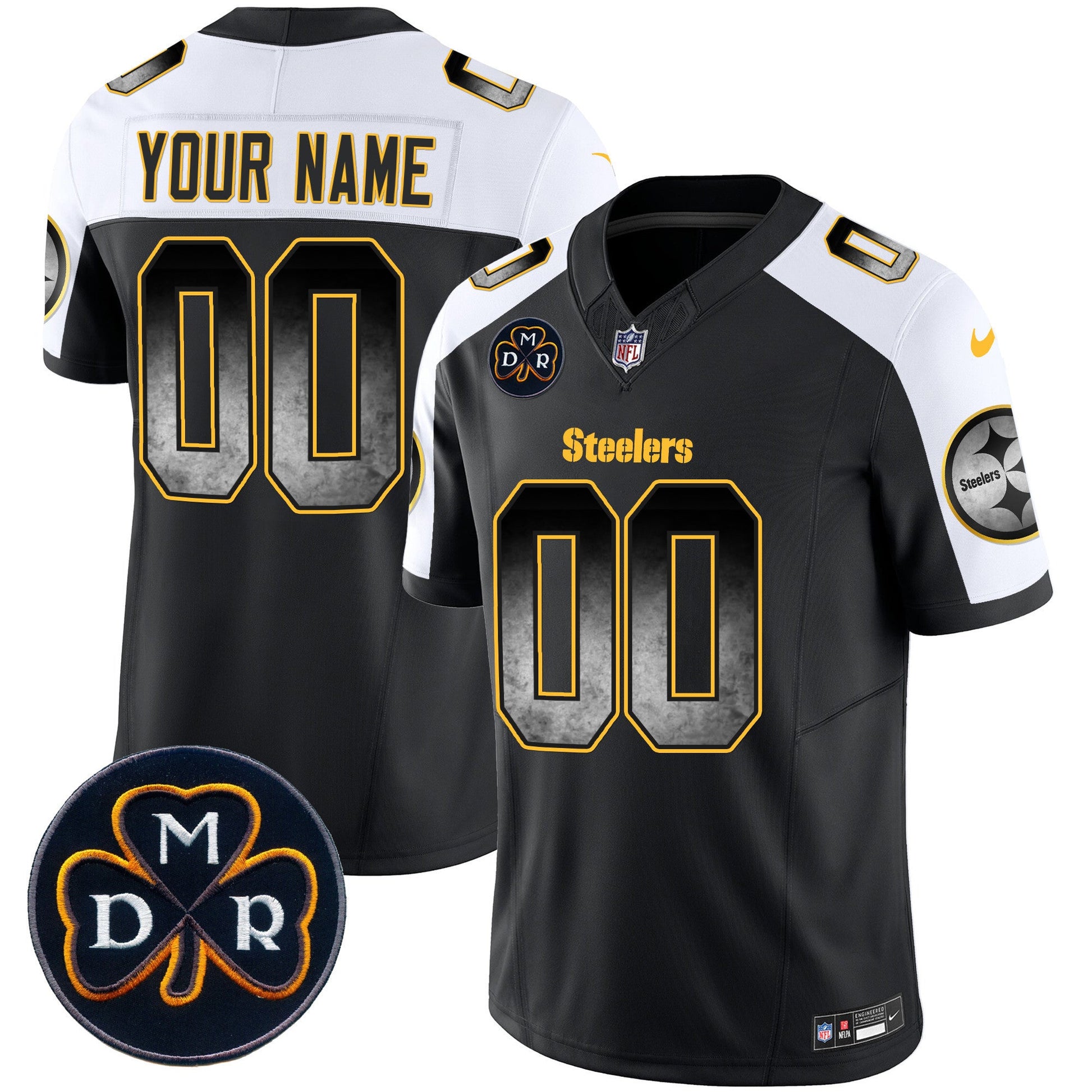 Steelers DMR Patch Arch Smoke Vapor Limited Custom Jersey - All Stitched