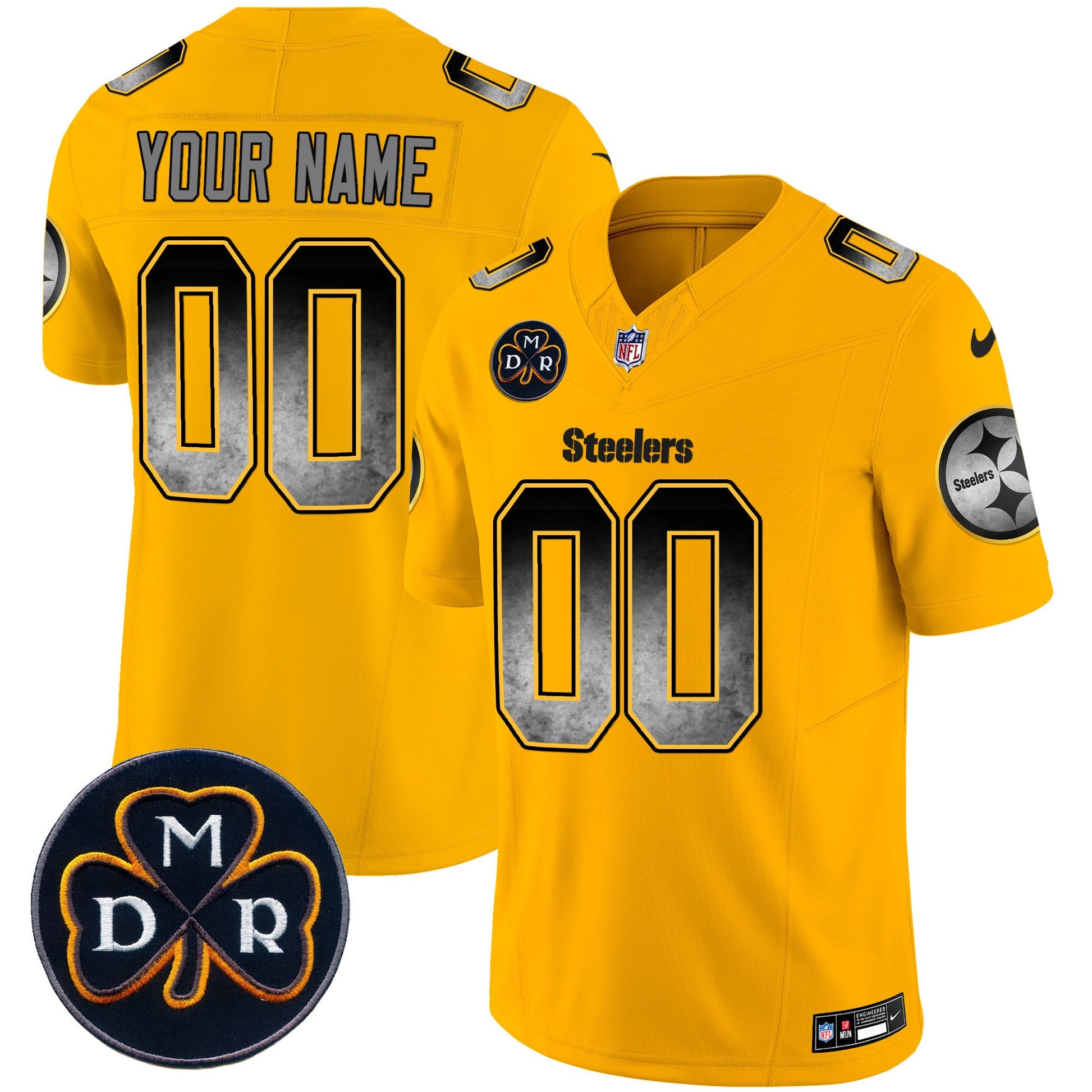 Steelers DMR Patch Arch Smoke Vapor Limited Custom Jersey - All Stitched