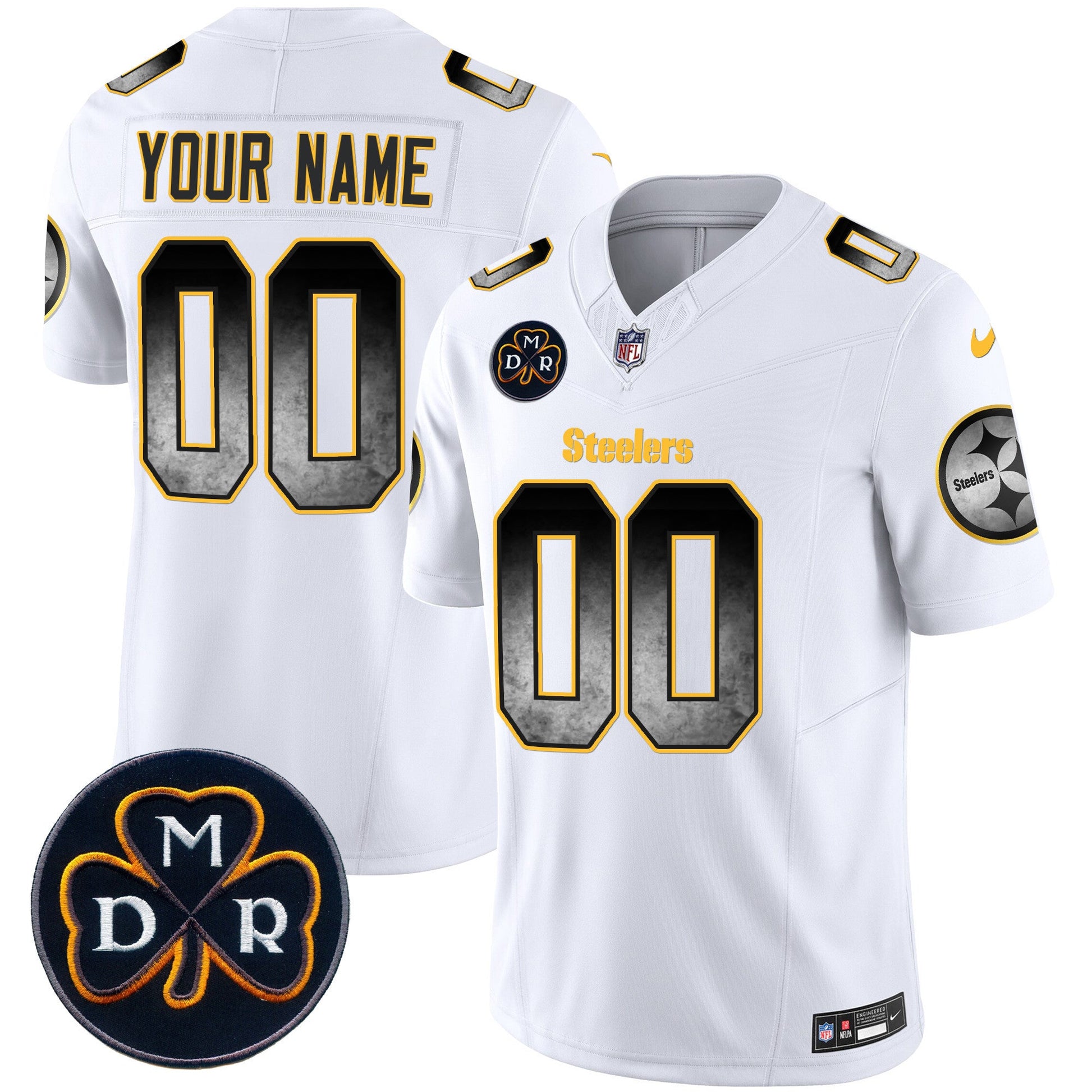 Steelers DMR Patch Arch Smoke Vapor Limited Custom Jersey - All Stitched