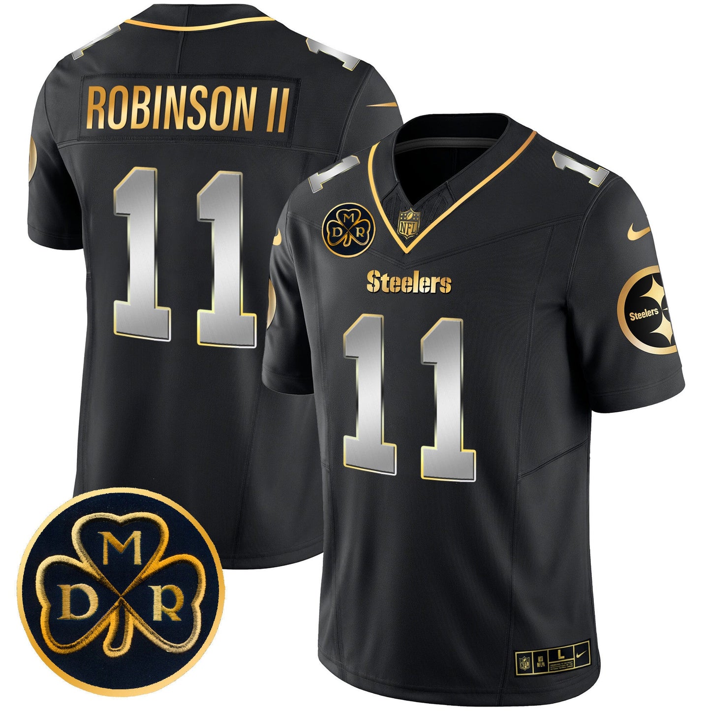 Men's Steelers DMR Patch Gold Vapor Limited Jersey - All Stitched