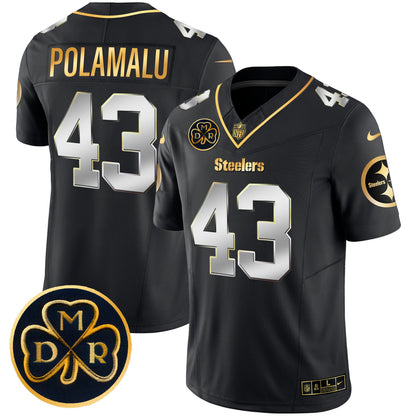Men's Steelers DMR Patch Gold Vapor Limited Jersey - All Stitched