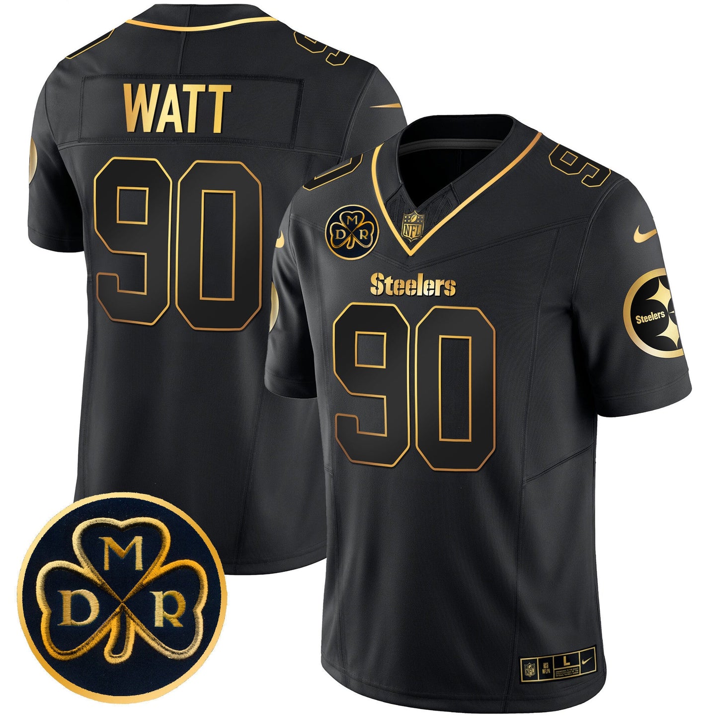 Men's Steelers DMR Patch Gold Vapor Limited Jersey - All Stitched