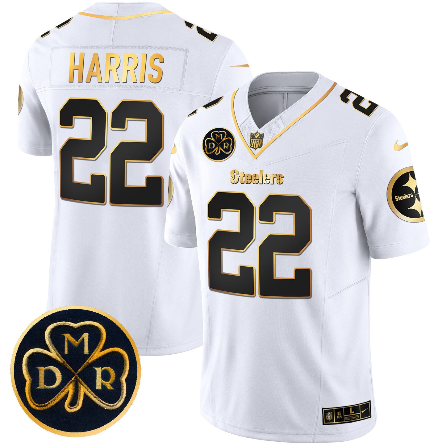 Men's Steelers DMR Patch Gold Vapor Limited Jersey - All Stitched