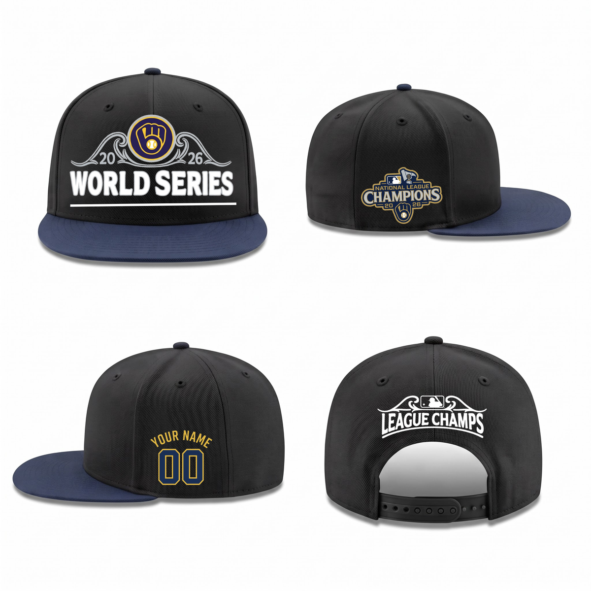 MIL National League Champions Personalized Snapback Cap - Printed V1
