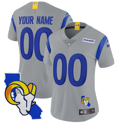 Rams California Patch Vapor Limited Custom Jersey - All Stitched