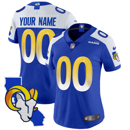 Rams California Patch Vapor Limited Custom Jersey - All Stitched