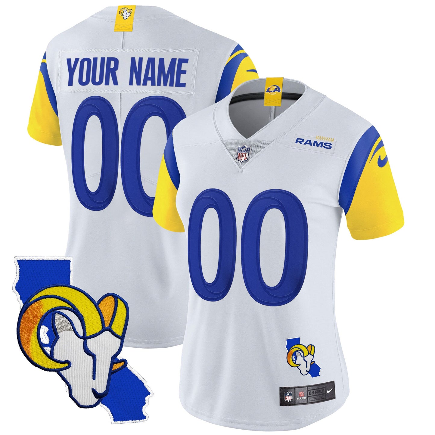 Rams California Patch Vapor Limited Custom Jersey - All Stitched