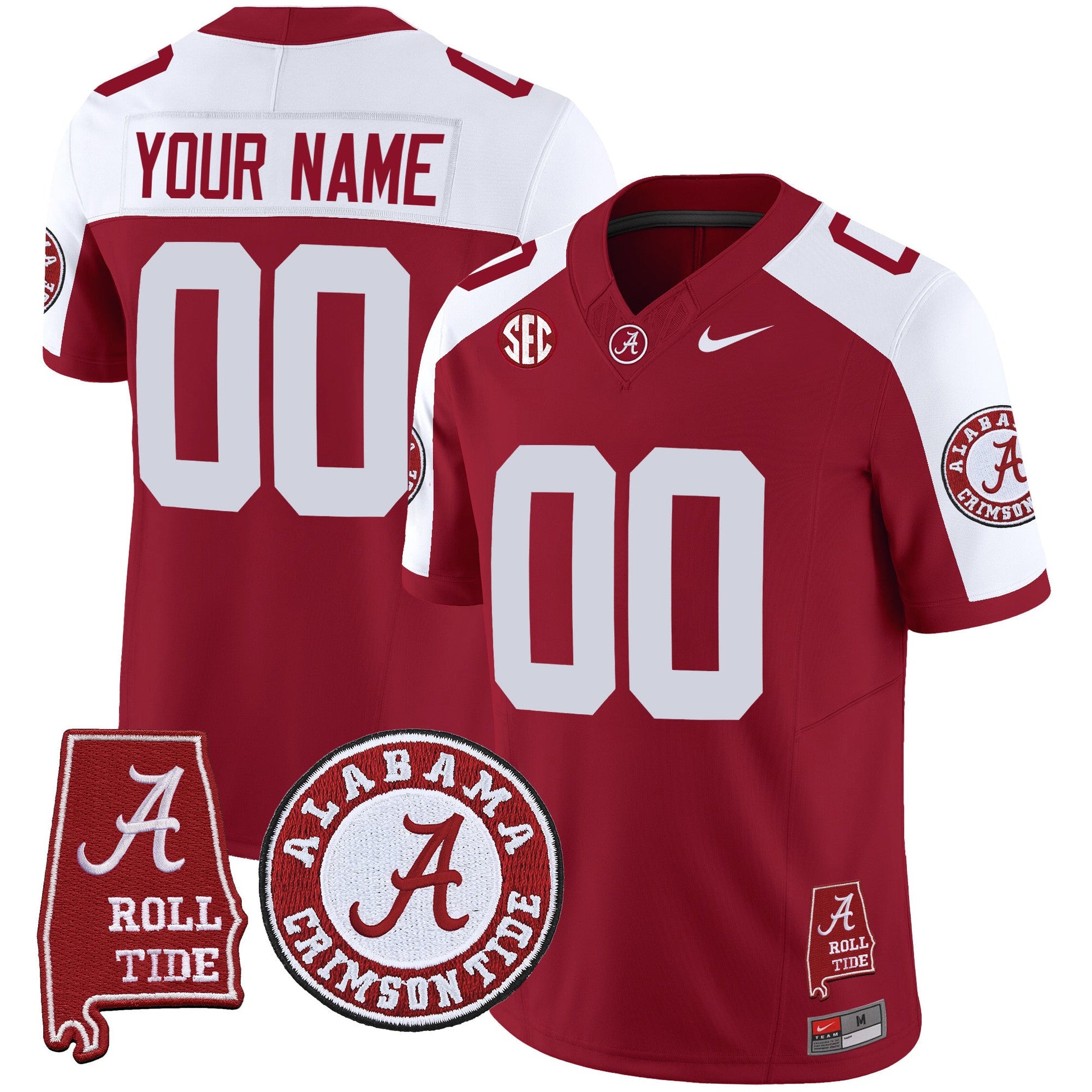 Alabama Crimson Tide Vapor Limited Custom Jersey V4 - Alabama Map - All Stitched