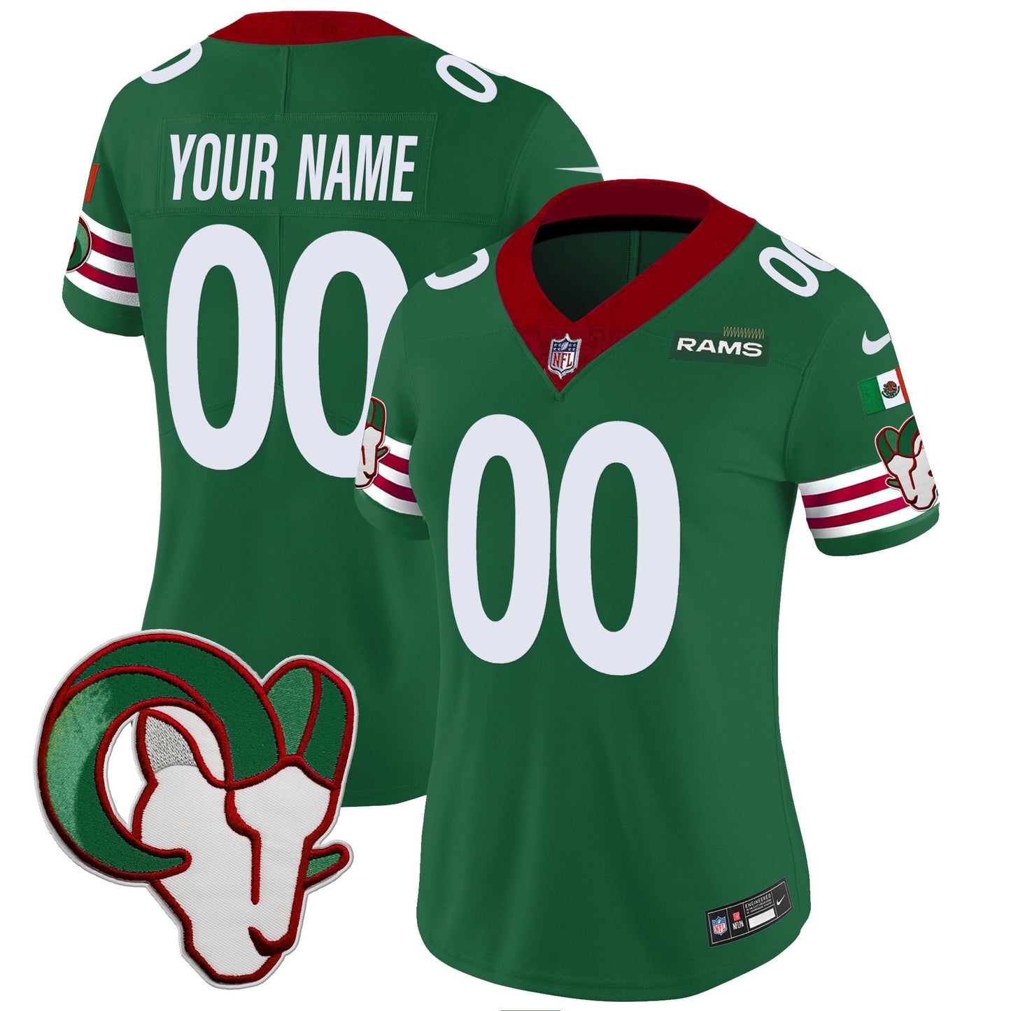 Rams Mexico Vapor Limited Custom Jersey - All Stitched