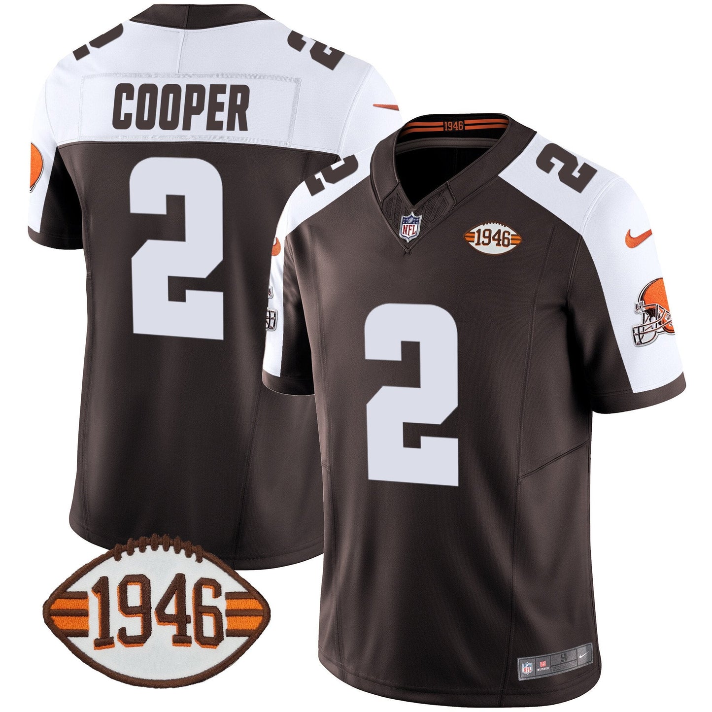Men's Browns 1946 75th Anniversary Patch Jersey - All Stitched