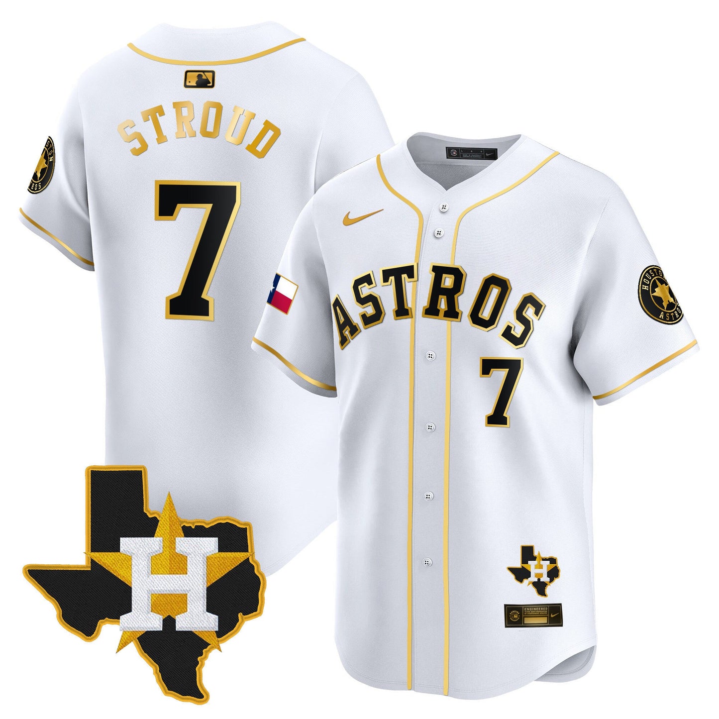 Men's Houston Astros Texas Patch Vapor Premier Limited Jersey - All Stitched