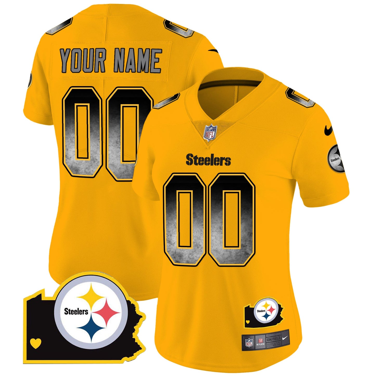 Steelers Arch Smoke Home Patch Vapor Custom Jersey - All Stitched