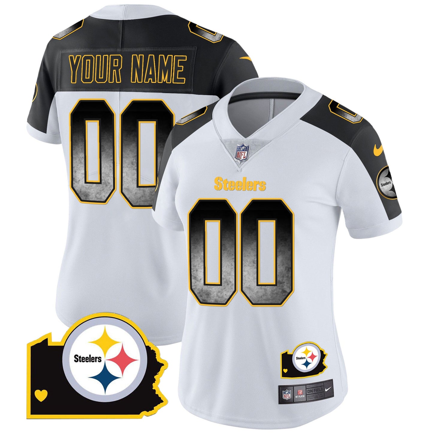 Steelers Arch Smoke Home Patch Vapor Custom Jersey - All Stitched
