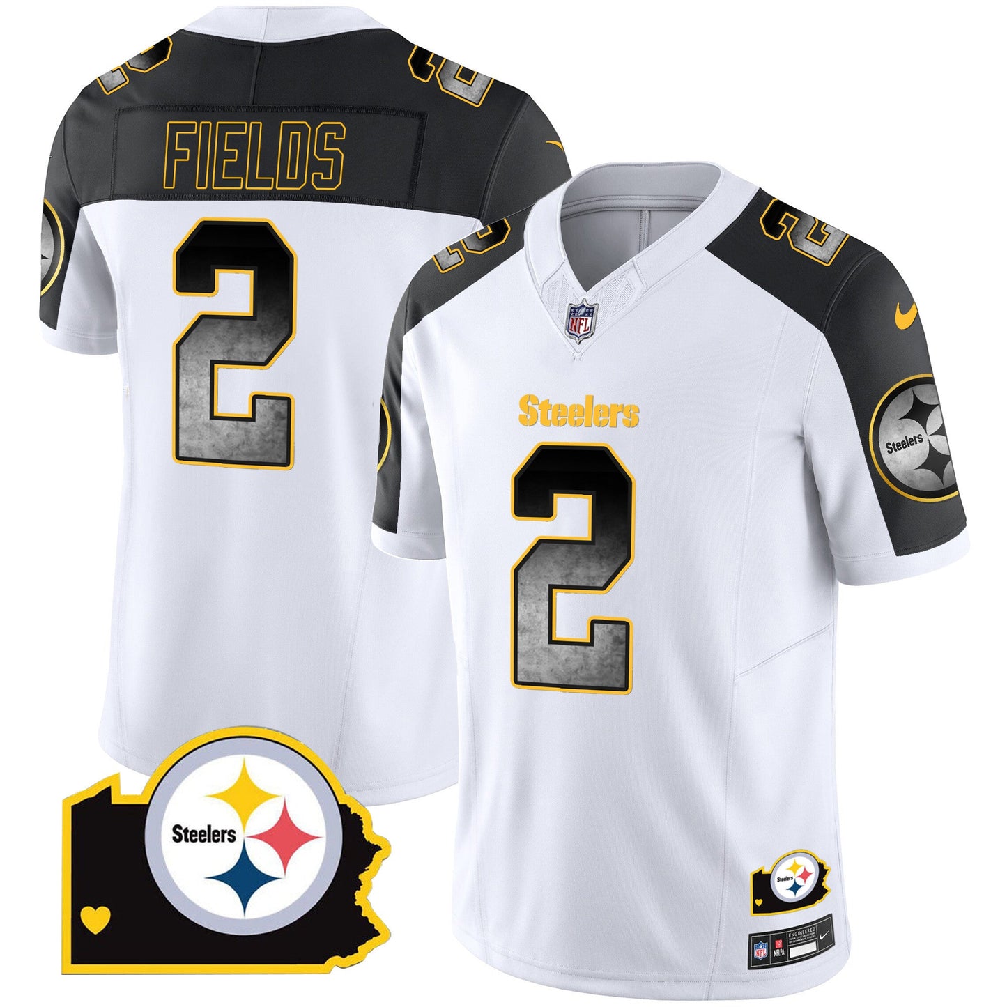 Men's Steelers Arch Smoke Home Patch Vapor Jersey - All Stitched