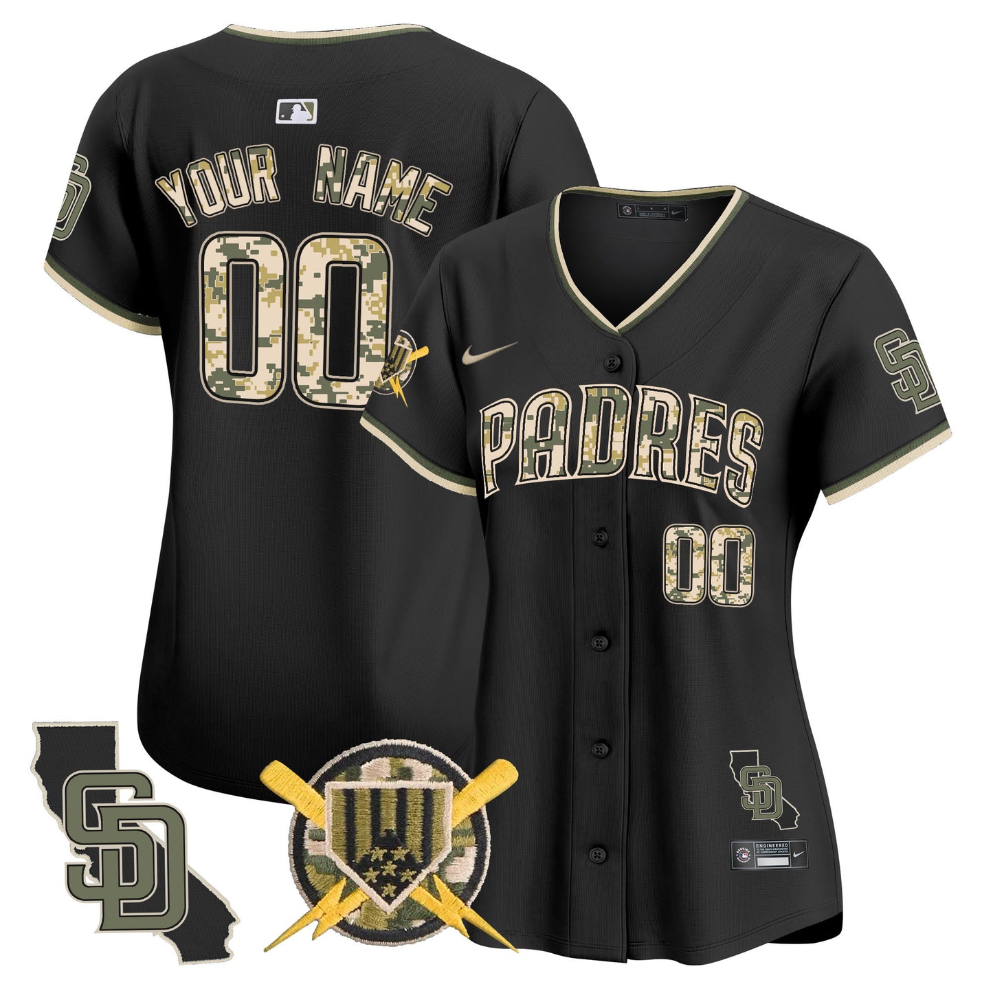 Padres Armed Forces Day Vapor Premier Limited Custom Jersey - All Stitched
