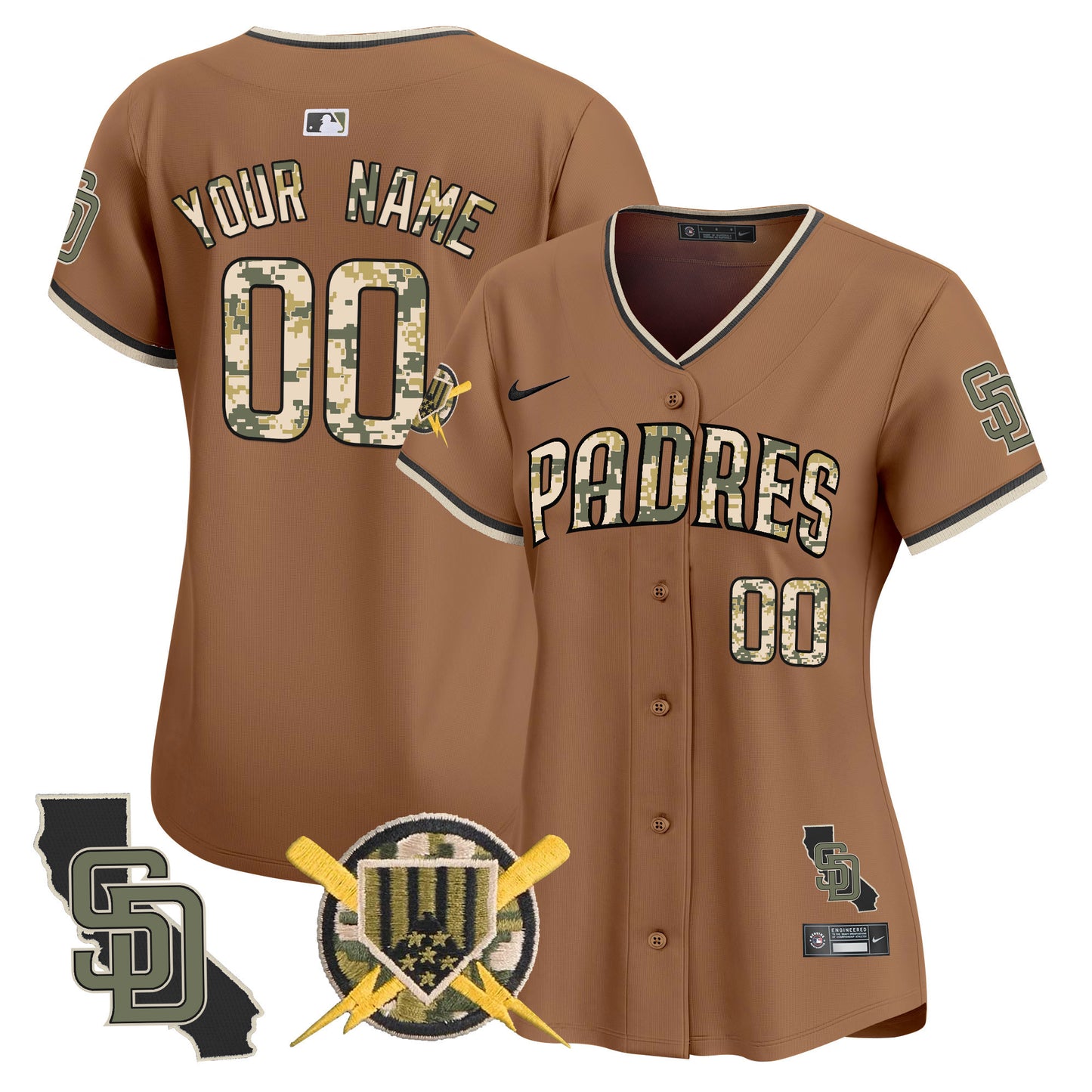 Padres Armed Forces Day Vapor Premier Limited Custom Jersey - All Stitched