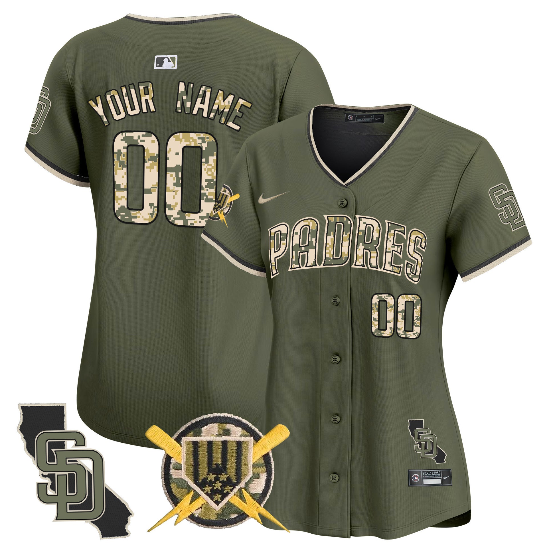 Padres Armed Forces Day Vapor Premier Limited Custom Jersey - All Stitched