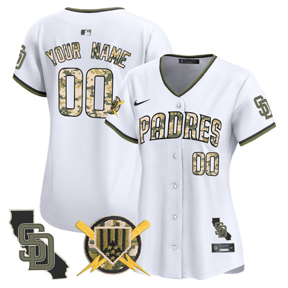 Padres Armed Forces Day Vapor Premier Limited Custom Jersey - All Stitched
