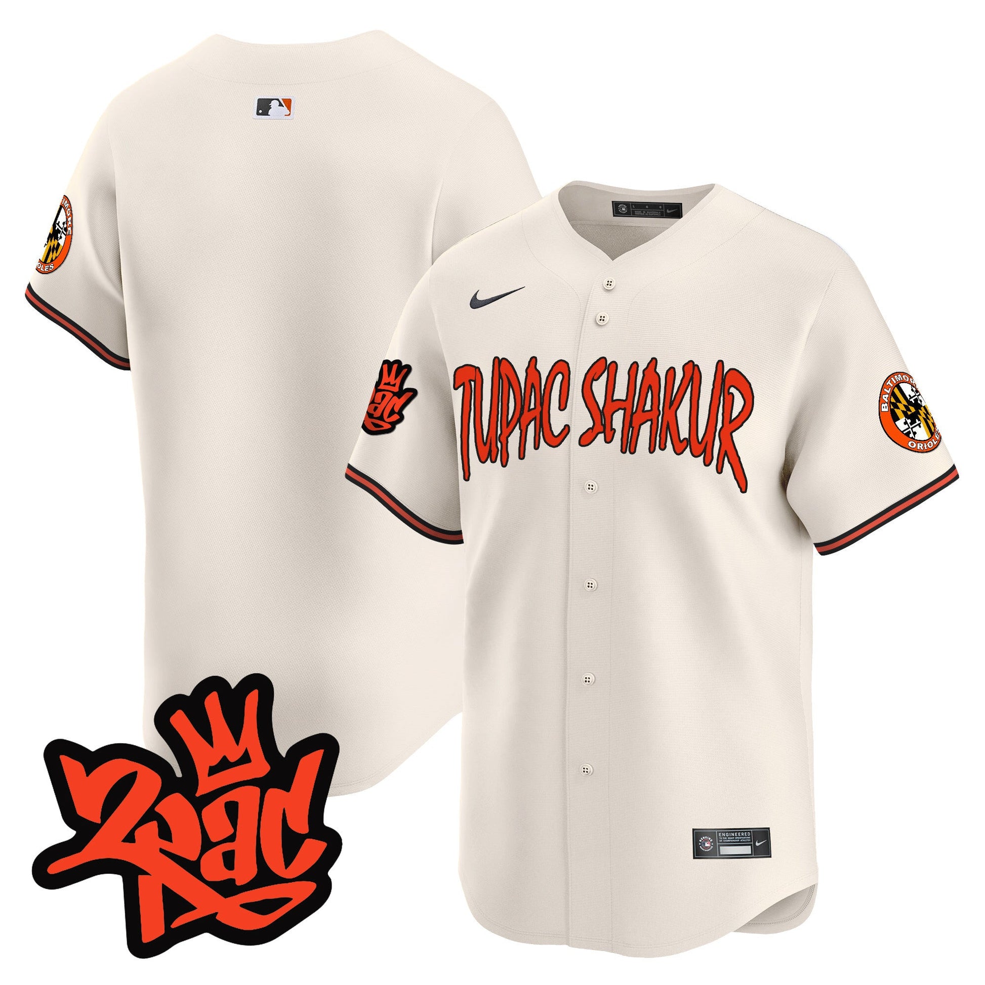Men’s Baltimore Orioles Tupac Shakur Vapor Premier Limited Jersey - All Stitched