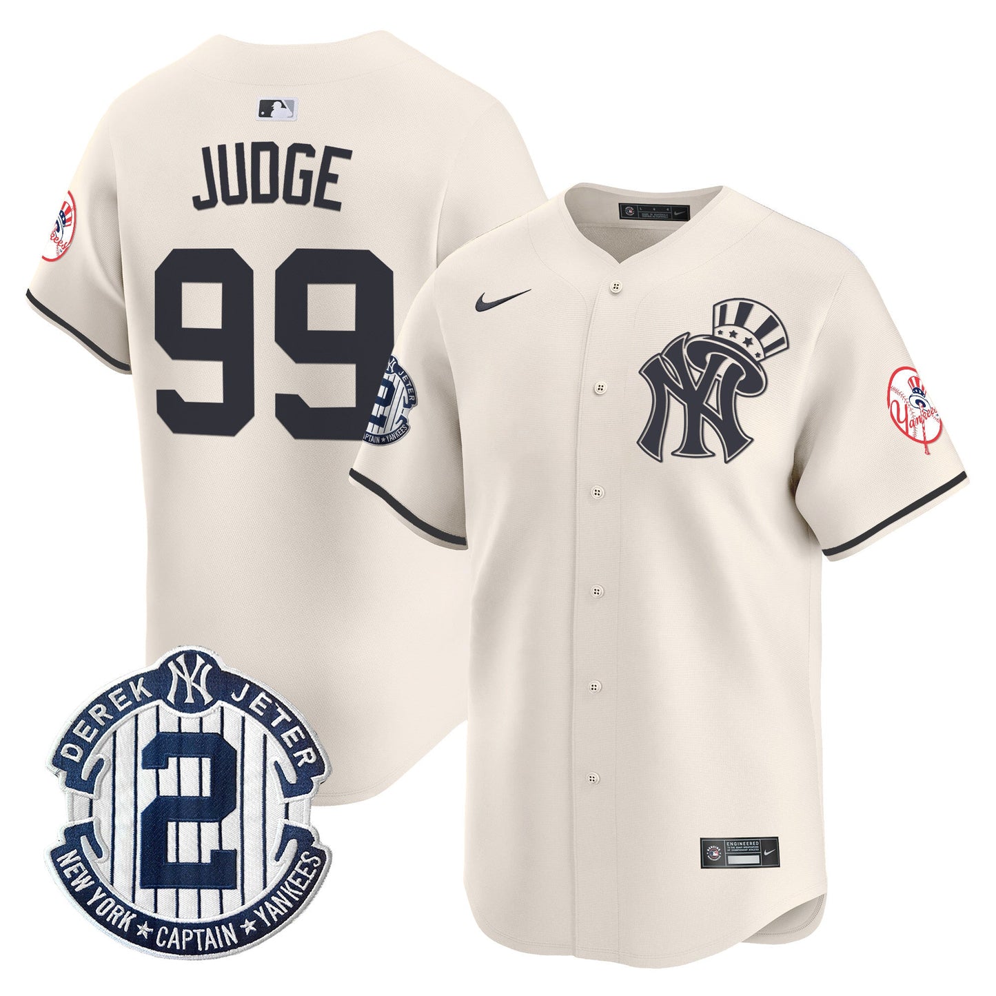 Men's New York Yankees Derek Jeter Patch Vapor Premier Limited Jersey V2 - All Stitched