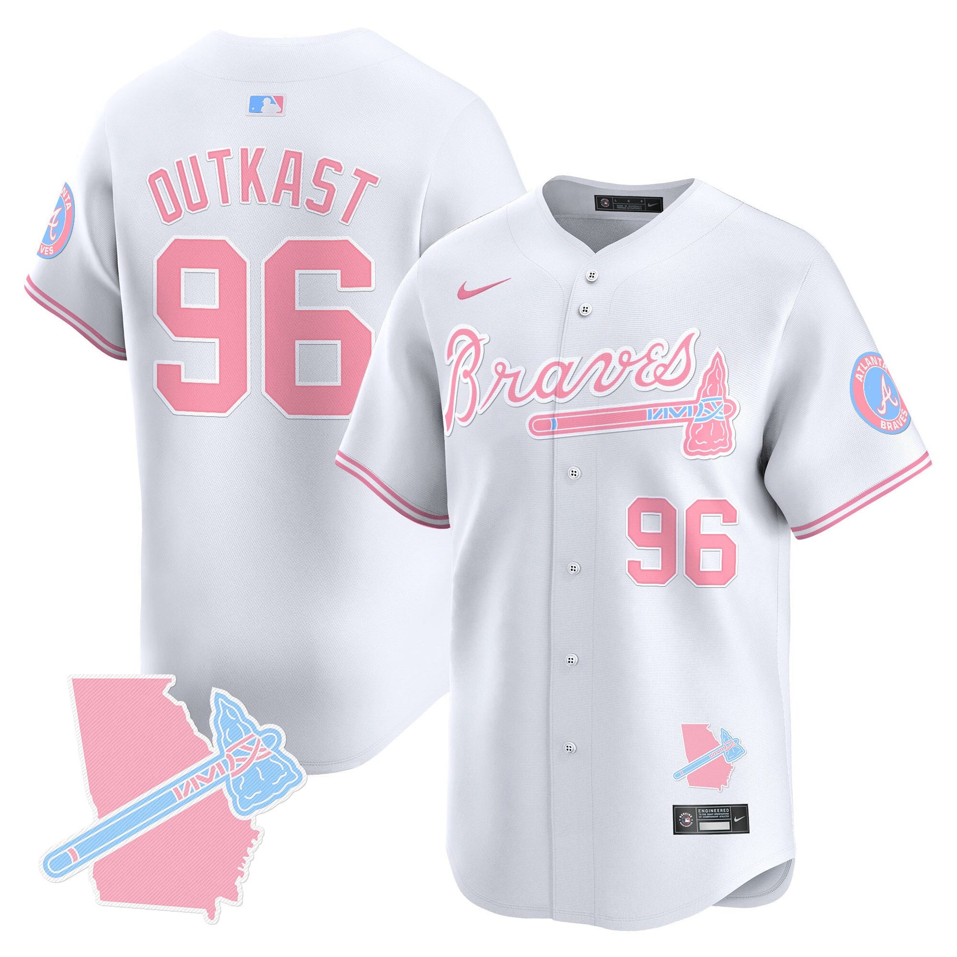 Unisex Atlanta Braves Bubblegum Pink Vapor Premier Limited Jersey - All Stitched