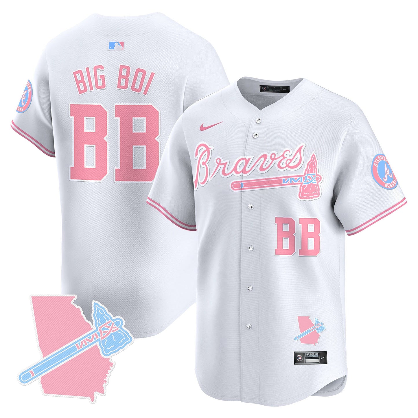 Unisex Atlanta Braves Bubblegum Pink Vapor Premier Limited Jersey - All Stitched