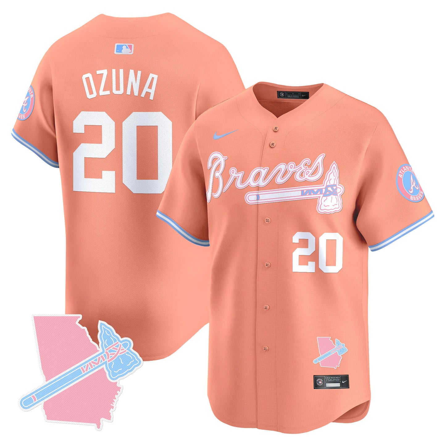 Unisex Atlanta Braves Bubblegum Pink Vapor Premier Limited Jersey - All Stitched