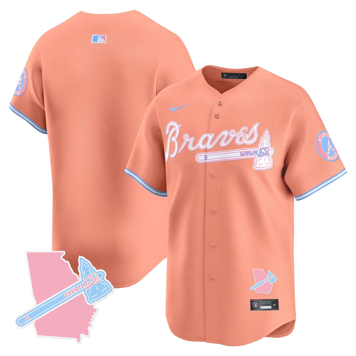 Unisex Atlanta Braves Bubblegum Pink Vapor Premier Limited Jersey - All Stitched