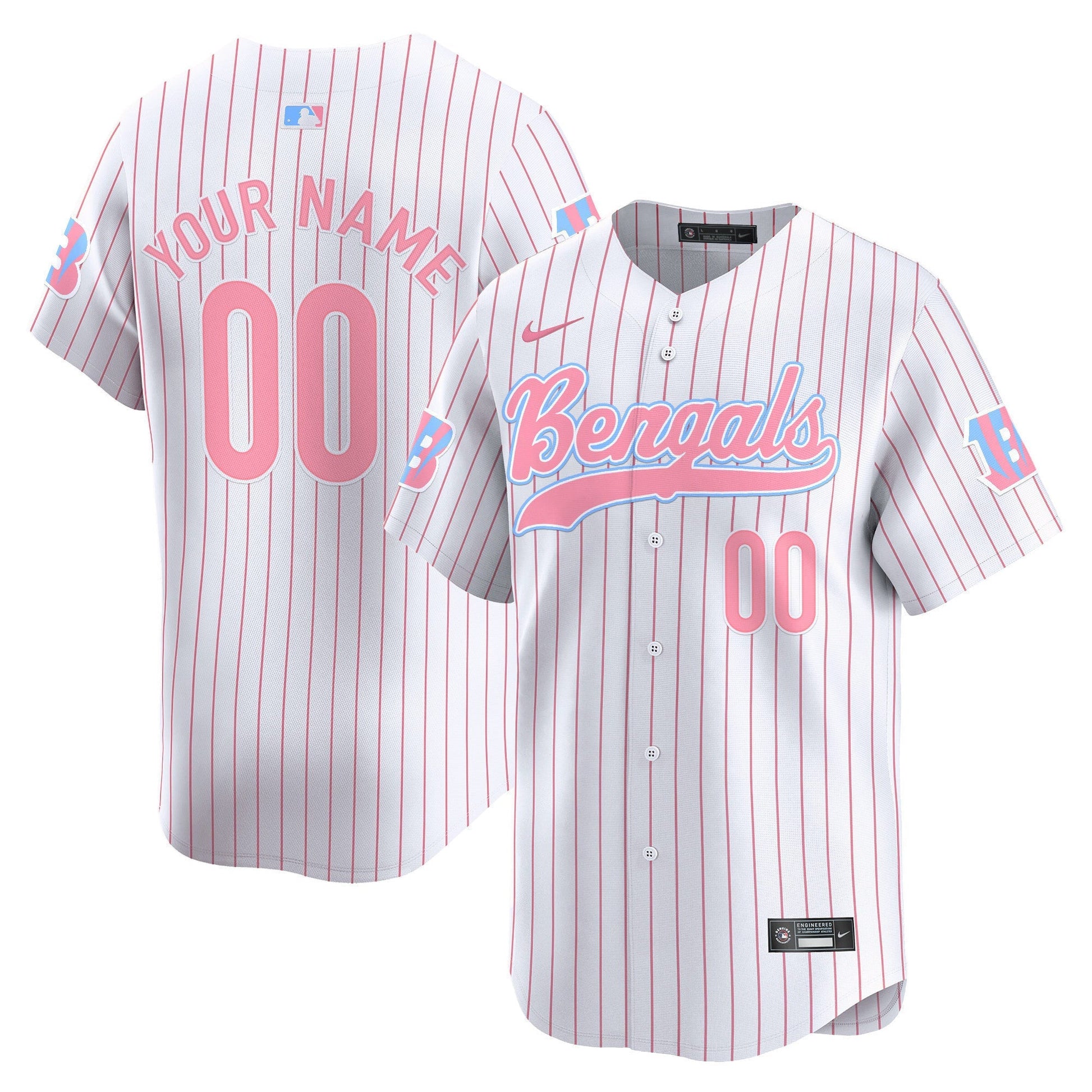 Bengals Bubblegum Pink Vapor Premier Limited Custom Jersey - All Stitched