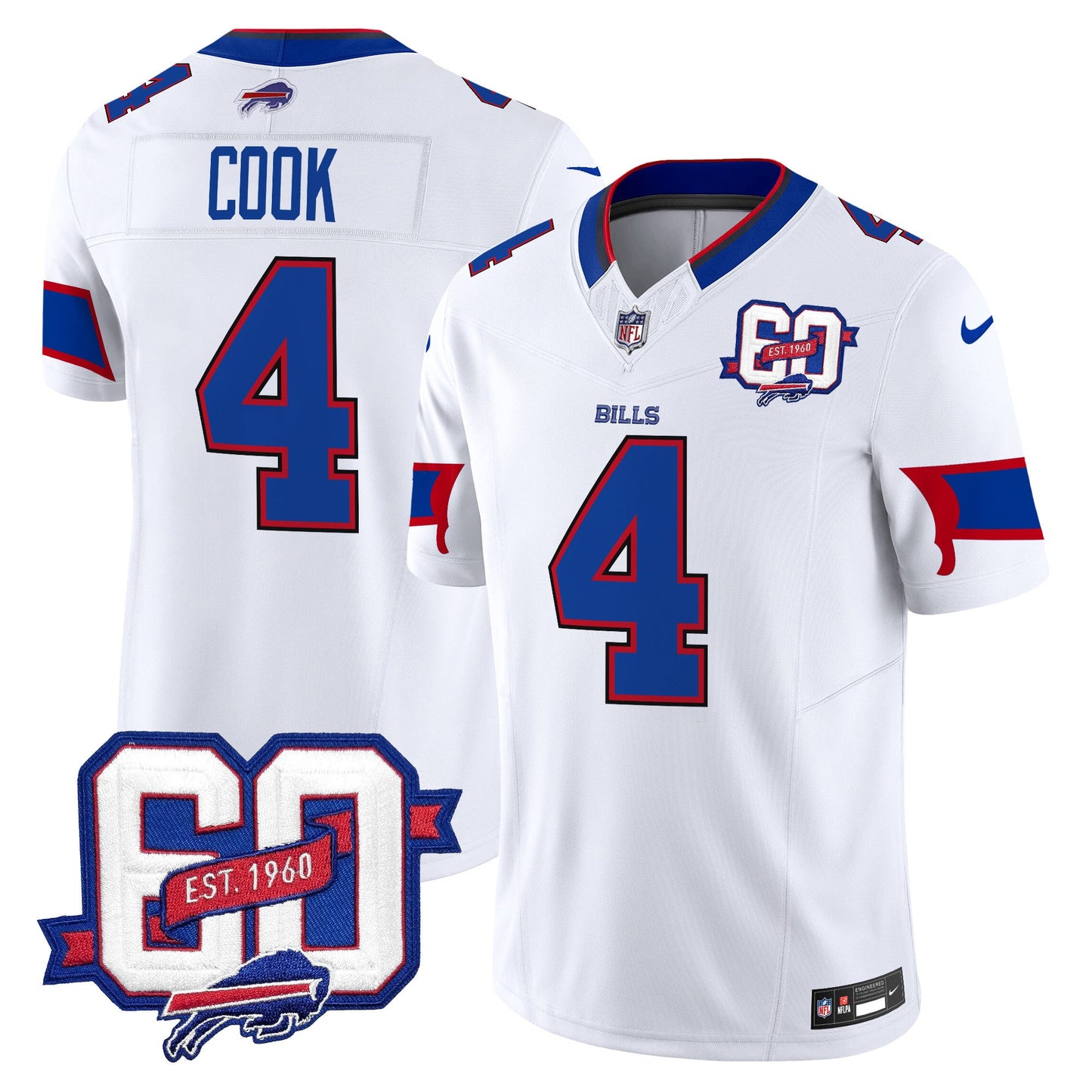 Men's Bills 60th Anniversary Patch Vapor Limited Jersey - All Stitched