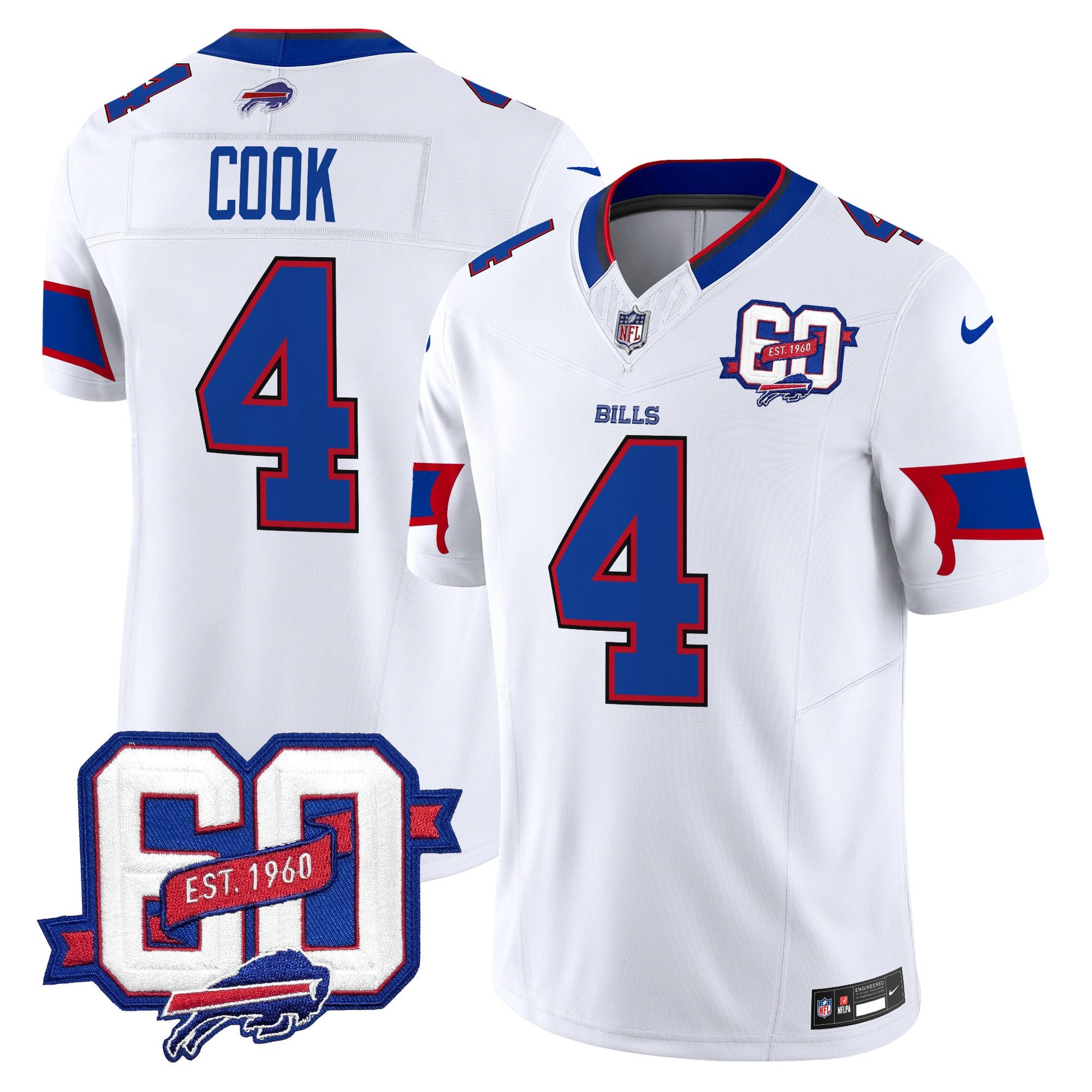 Men's Bills 60th Anniversary Patch Vapor Limited Jersey - All Stitched