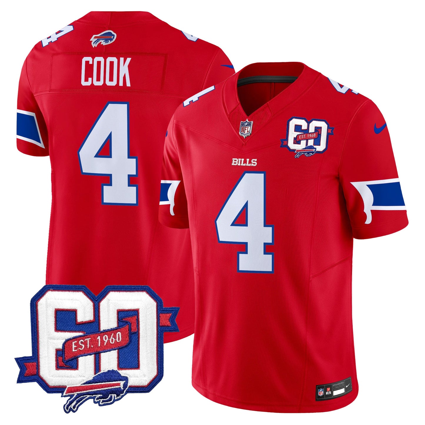Men's Bills 60th Anniversary Patch Vapor Limited Jersey - All Stitched