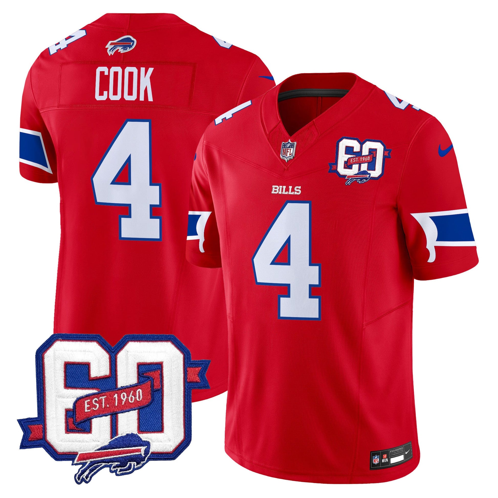 Men's Bills 60th Anniversary Patch Vapor Limited Jersey - All Stitched