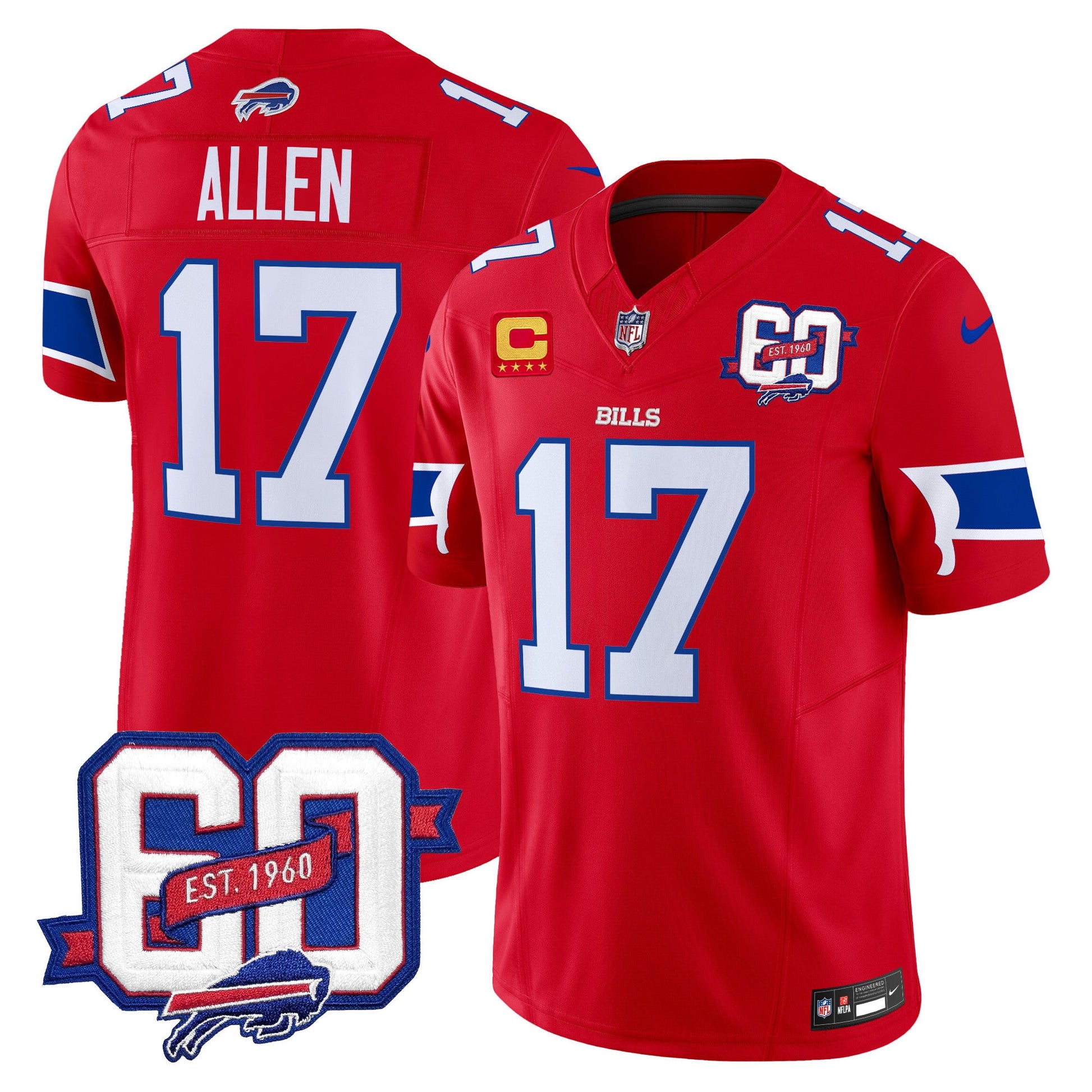 Men's Bills 60th Anniversary Patch Vapor Limited Jersey - All Stitched