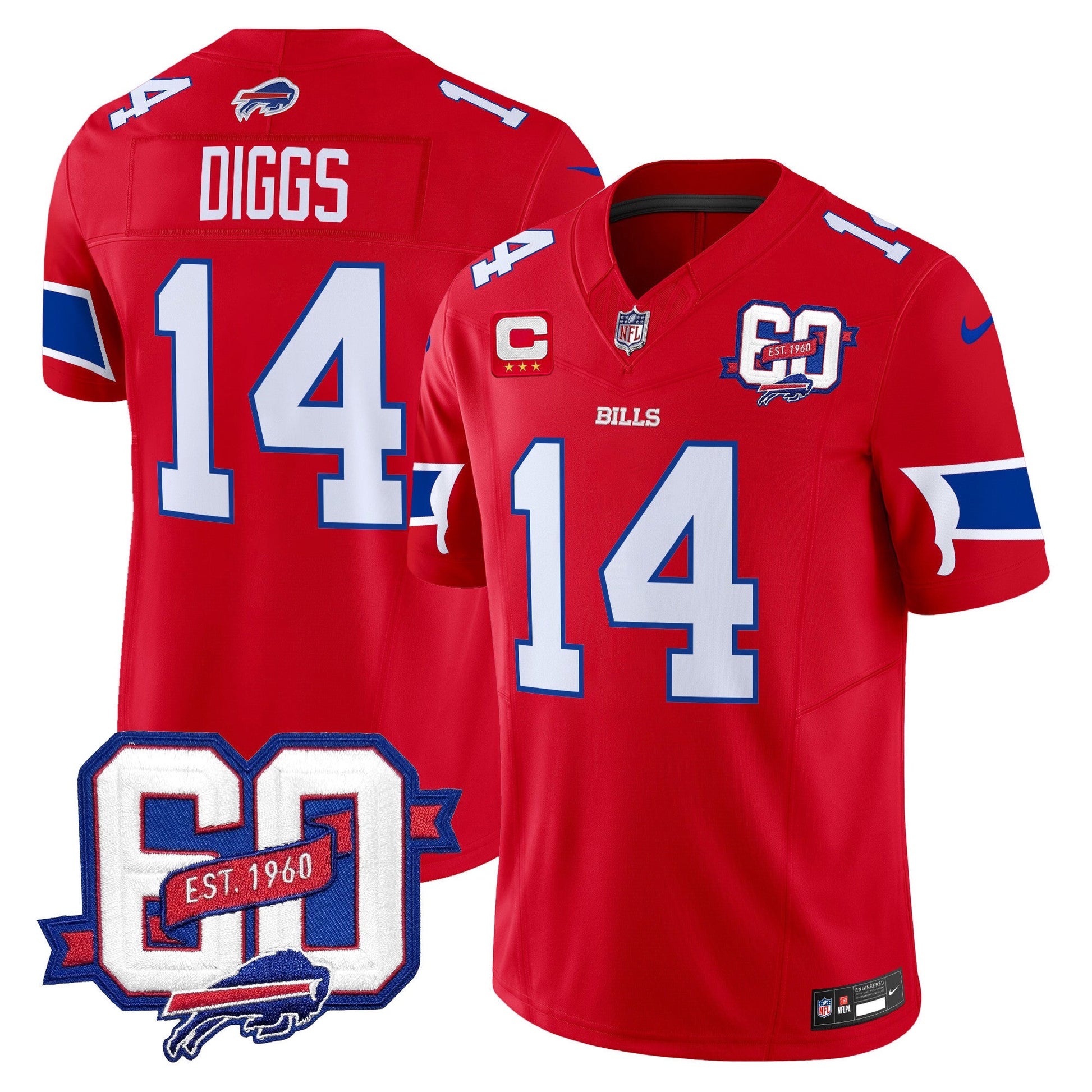 Men's Bills 60th Anniversary Patch Vapor Limited Jersey - All Stitched
