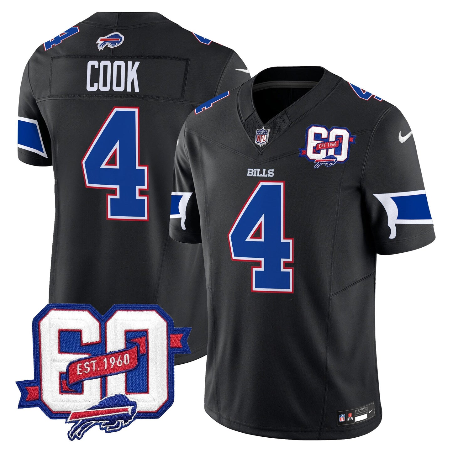 Men's Bills 60th Anniversary Patch Vapor Limited Jersey - All Stitched