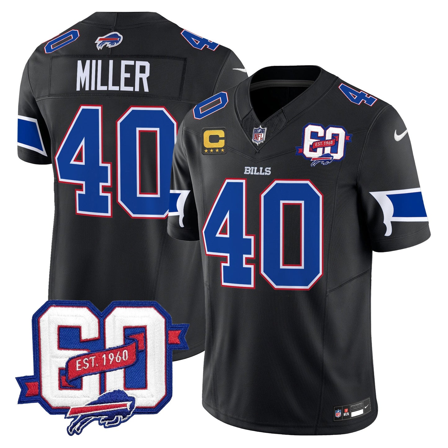 Men's Bills 60th Anniversary Patch Vapor Limited Jersey - All Stitched