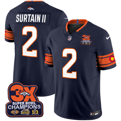 Men's Denver Broncos 3x Patch "Colorado Flag" Vapor Limited Jersey - All Stitched