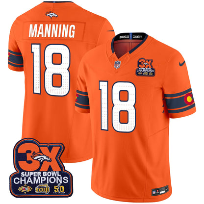 Men's Denver Broncos 3x Patch "Colorado Flag" Vapor Limited Jersey - All Stitched