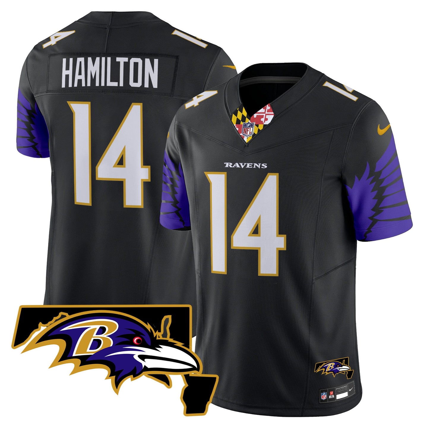 Men's Ravens Maryland Patch Vapor Limited Jersey V2 - All Stitched