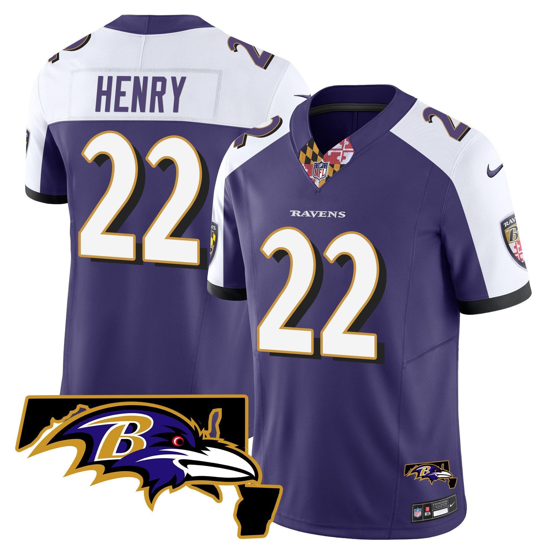 Men's Ravens Maryland Patch Vapor Limited Jersey V3 - All Stitched