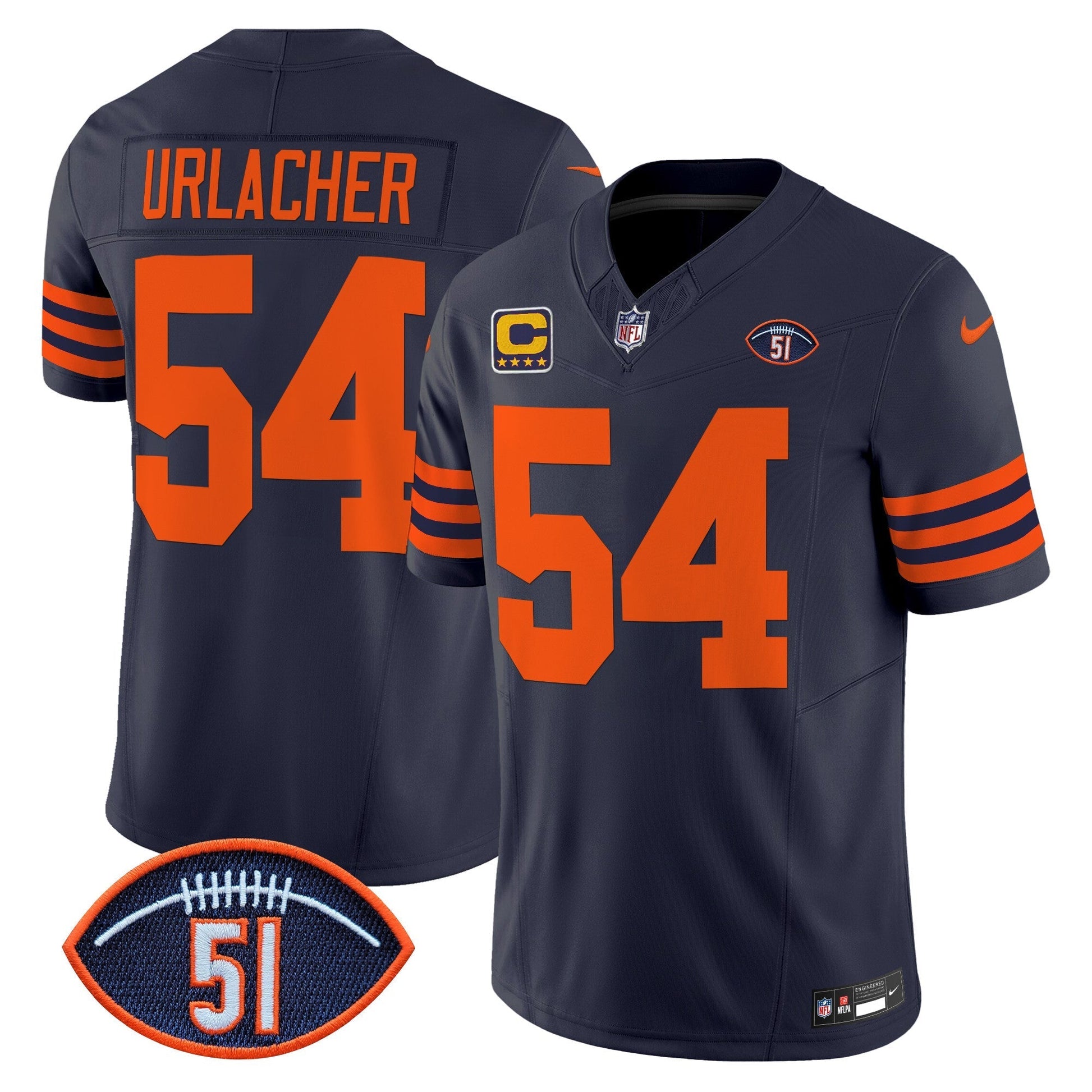 CHI Dick Butkus Patch Throwback Vapor Limited Jersey - All Stitched
