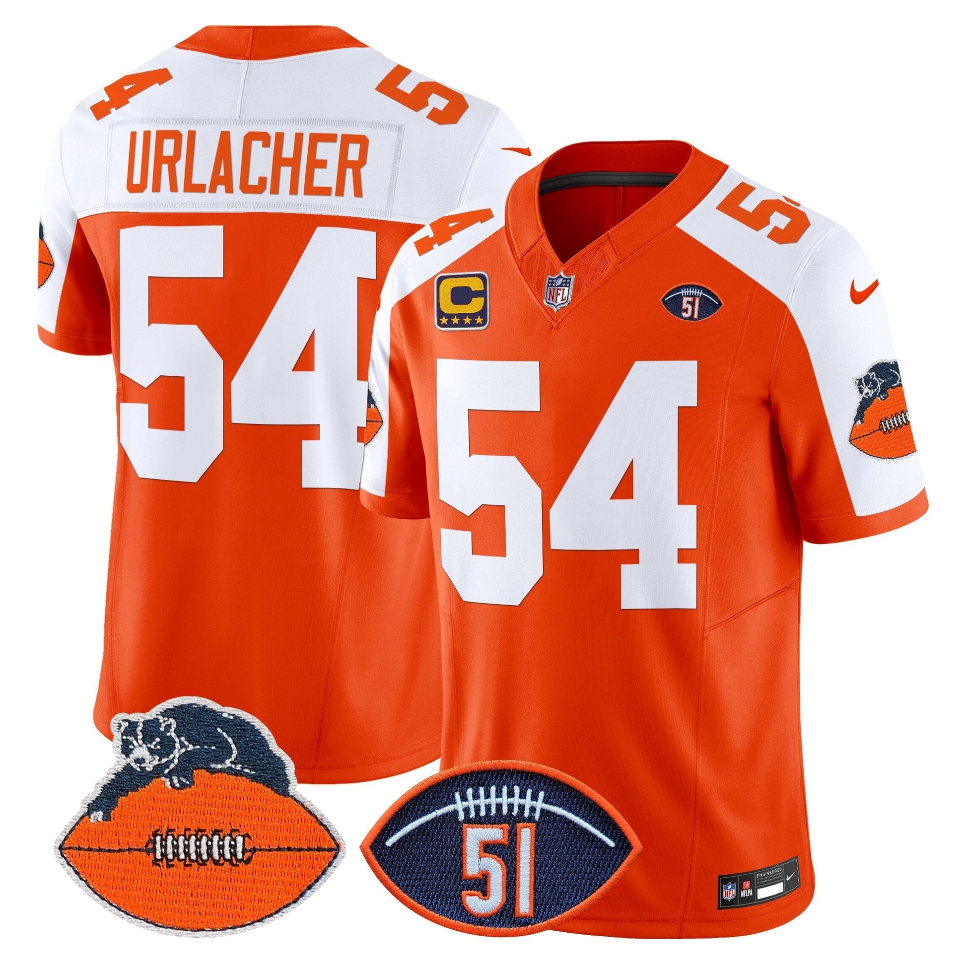 CHI Dick Butkus Patch Throwback Vapor Limited Jersey - All Stitched