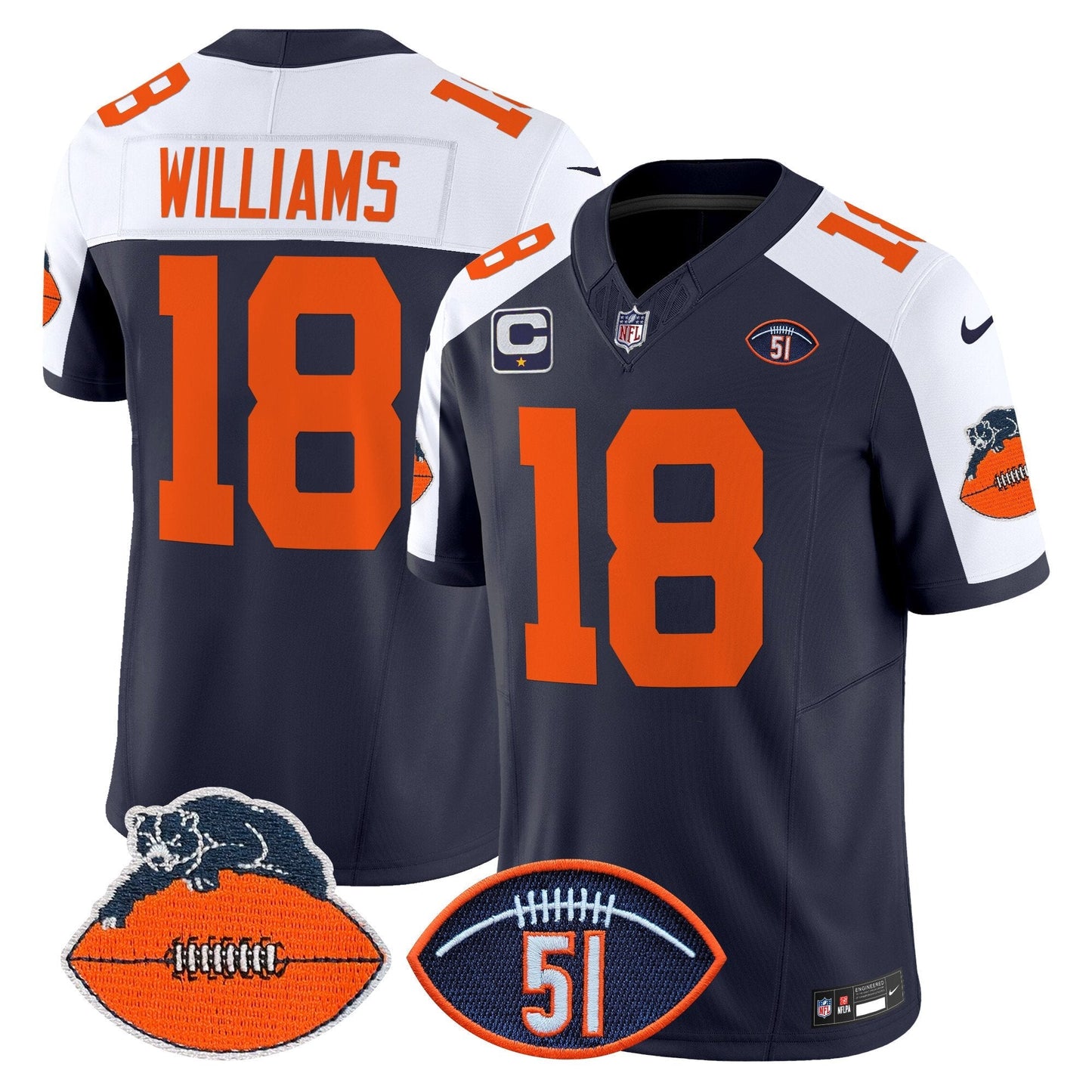 Men's Chicago Bears Dick Butkus Patch Throwback Vapor Limited Jersey - All Stitched
