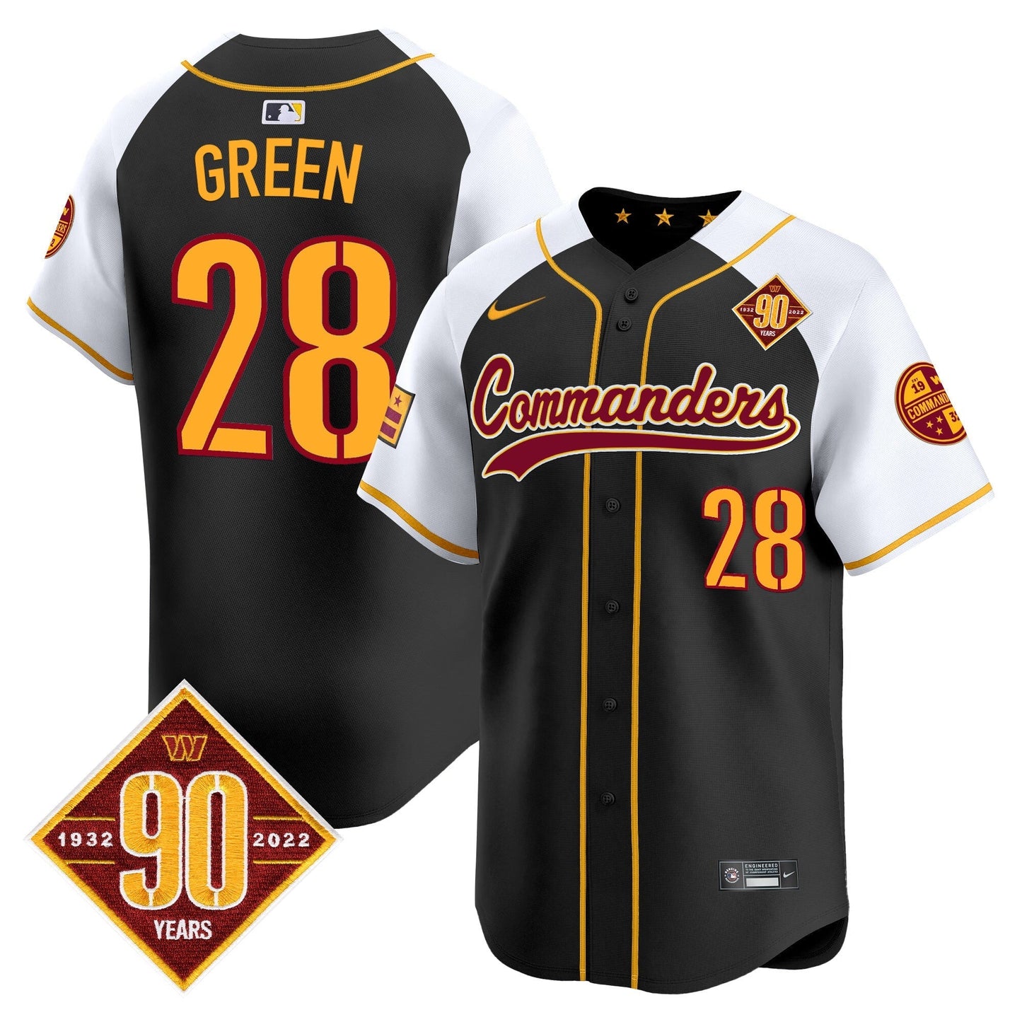 Men's Washington Commanders 90th Anniversary Patch Vapor Premier Limited Jersey - All Stitched